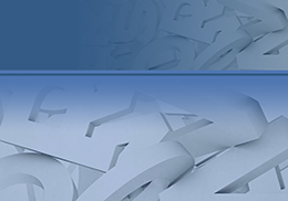 Blue background with big white capital letters